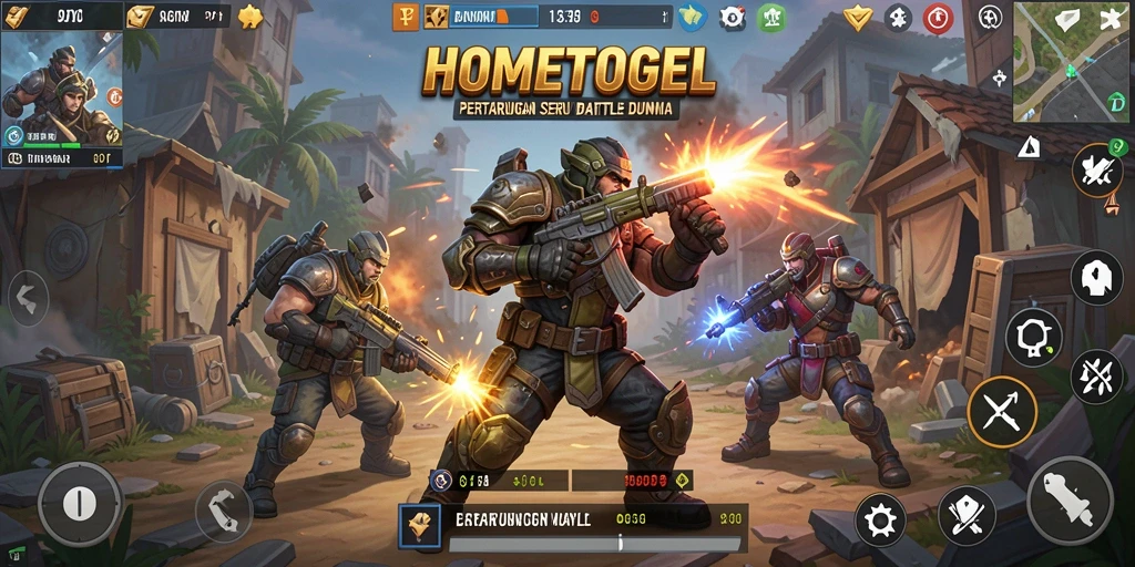 Tampilan menegangkan dalam pertarungan di HOMETOGEL Battle Royale.